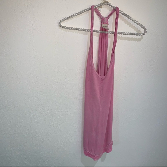 Free people pink tank size small cotton racer back - Picture 3 of 10